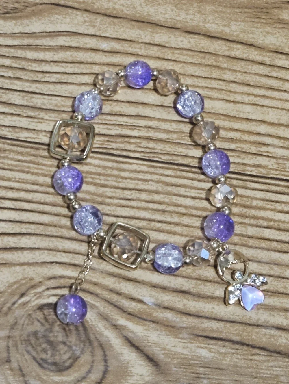 Purple Tone bracelet With Angel Dangle Charm